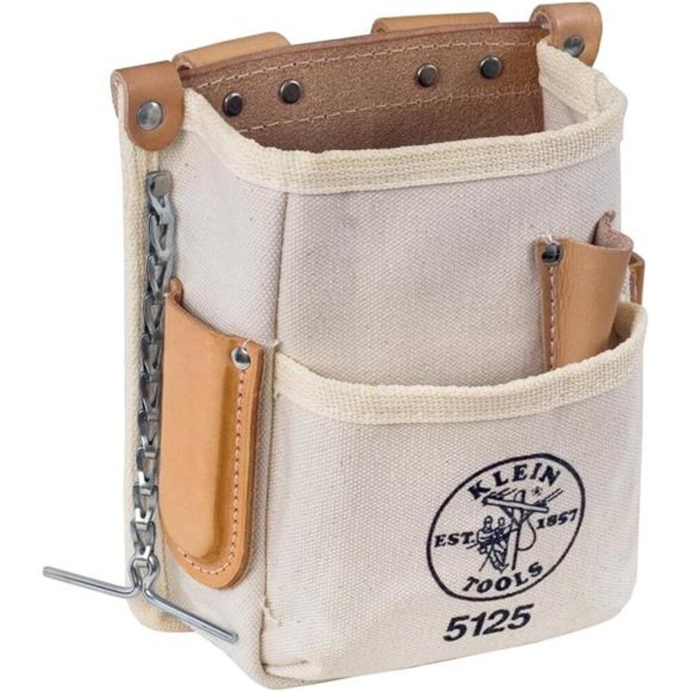Tools 5125 Canvas and Leather 5-Pocket Tool Pouch with Chain Tape Thong